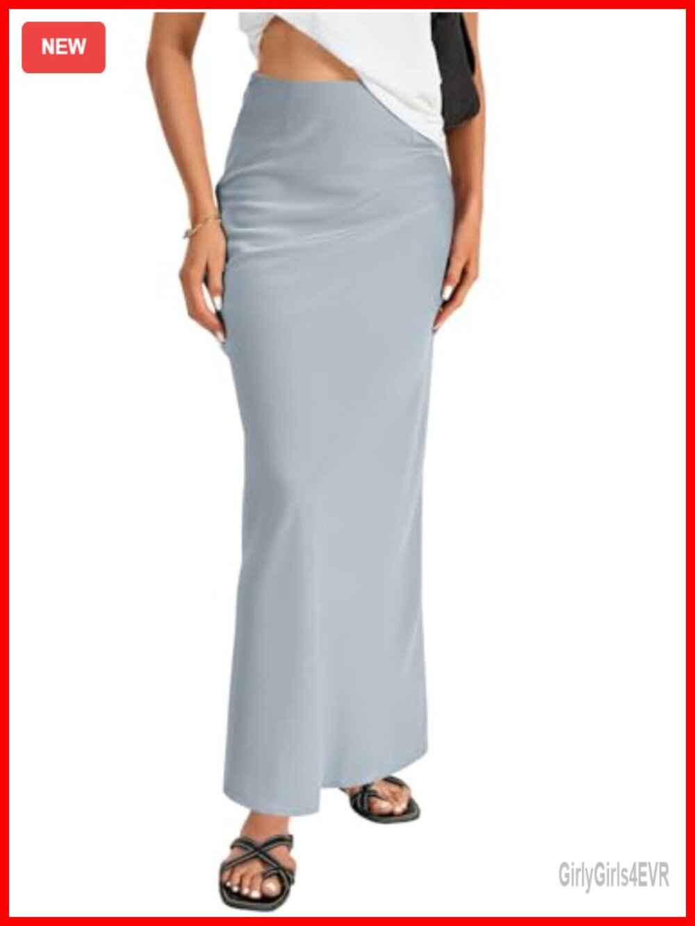 Satin Silky High Waist Flowy A-Line Maxi Skirt